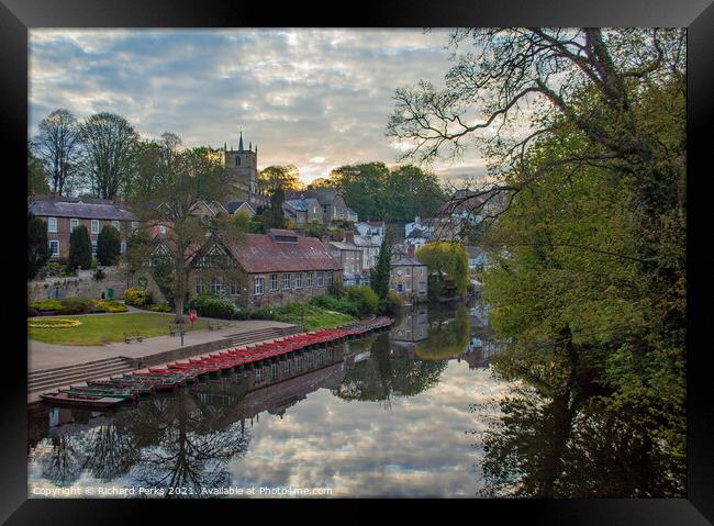 Rowing Boat reflections on the Nidd Framed Print by Richard Perks