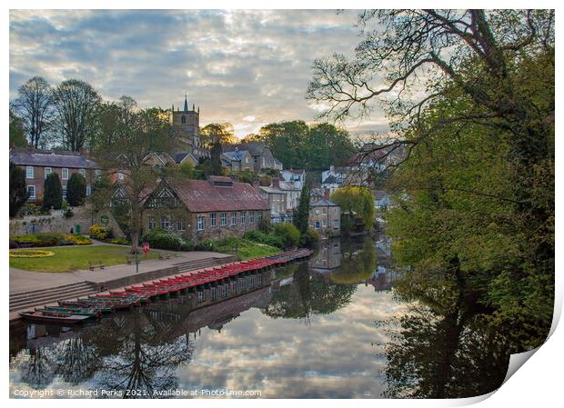 Rowing Boat reflections on the Nidd Print by Richard Perks