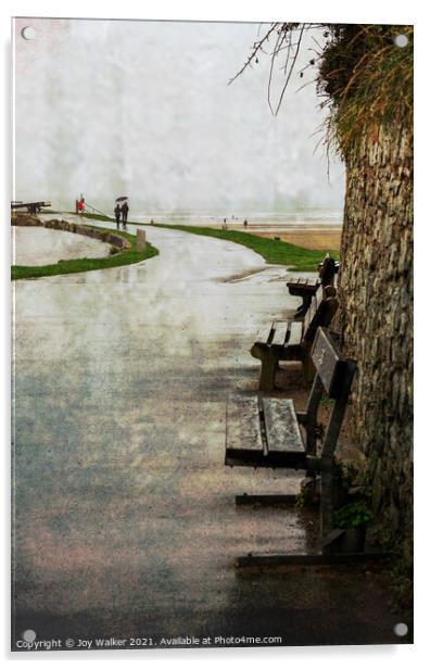 A rainy day in Bude, Cornwall  Acrylic by Joy Walker