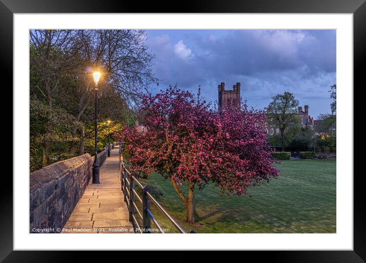 Chester Cathedral from the city walls. Framed Mounted Print by Paul Madden