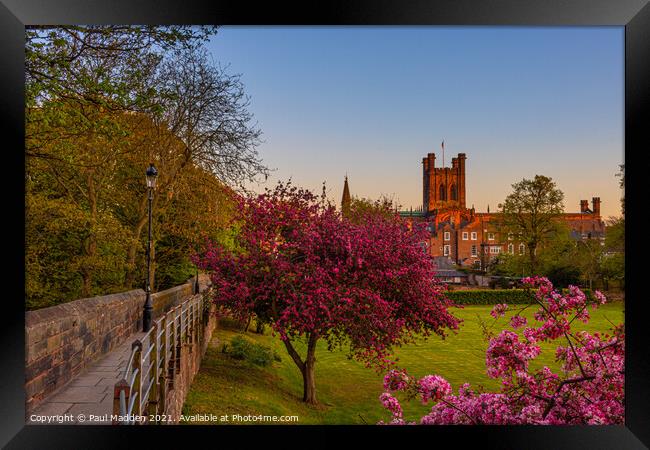 Chester city walls and cathedral Framed Print by Paul Madden