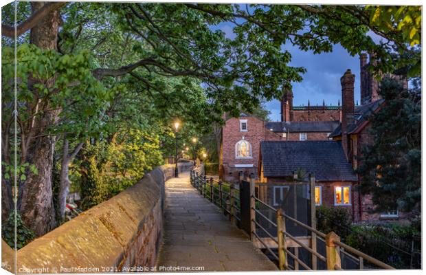 Chester city walls at dusk. Canvas Print by Paul Madden