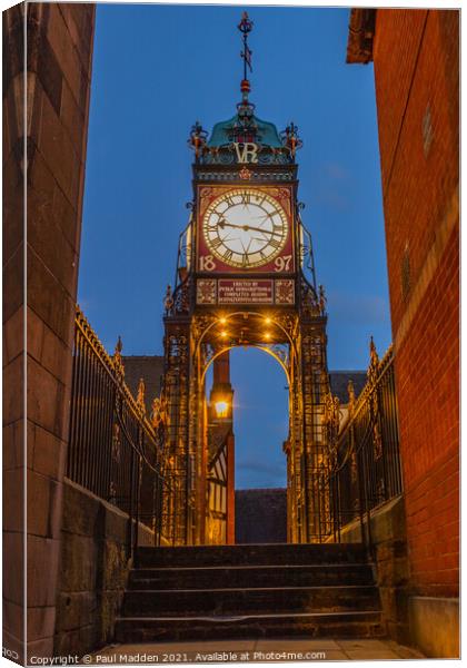 Chester City Walls Clock Canvas Print by Paul Madden