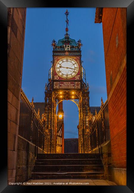 Chester City Walls Clock Framed Print by Paul Madden