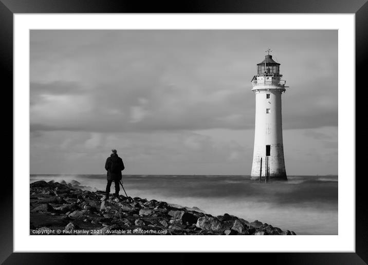 Photographing a lighthouse during a storm Framed Mounted Print by Paul Hanley