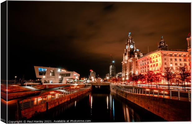 The Liverpool skyline at night Canvas Print by Paul Hanley