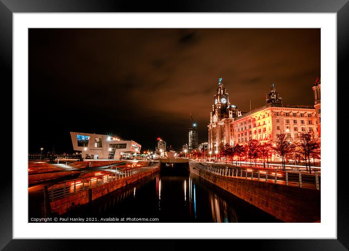 The Liverpool skyline at night Framed Mounted Print by Paul Hanley