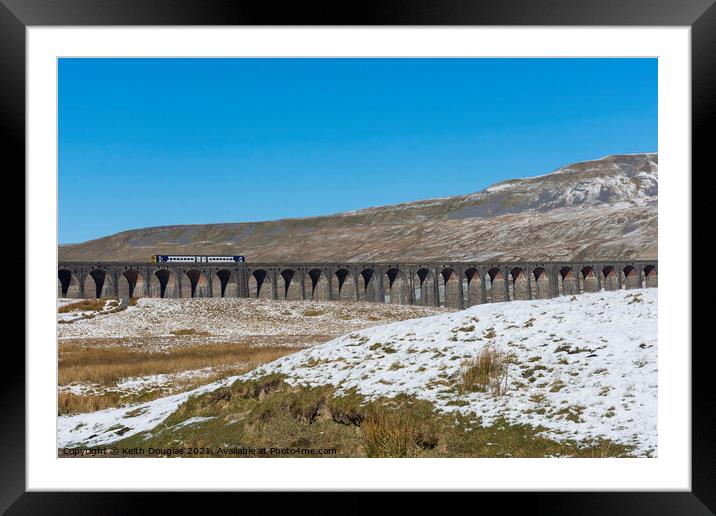 Ribblehead Viaduct in Winter Framed Mounted Print by Keith Douglas