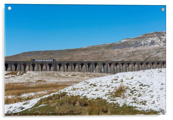 Ribblehead Viaduct in Winter Acrylic by Keith Douglas
