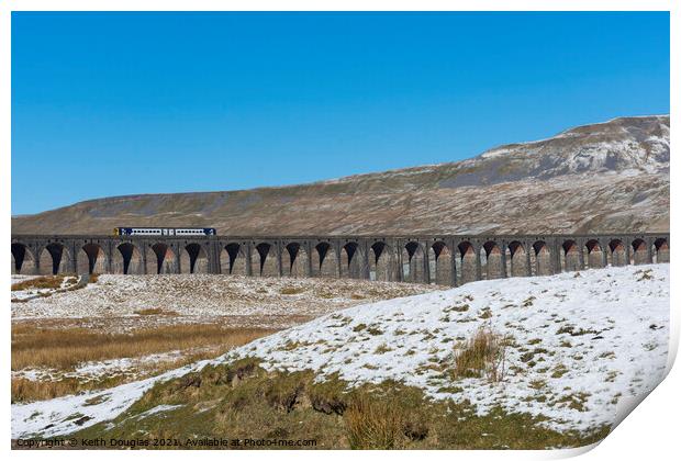 Ribblehead Viaduct in Winter Print by Keith Douglas