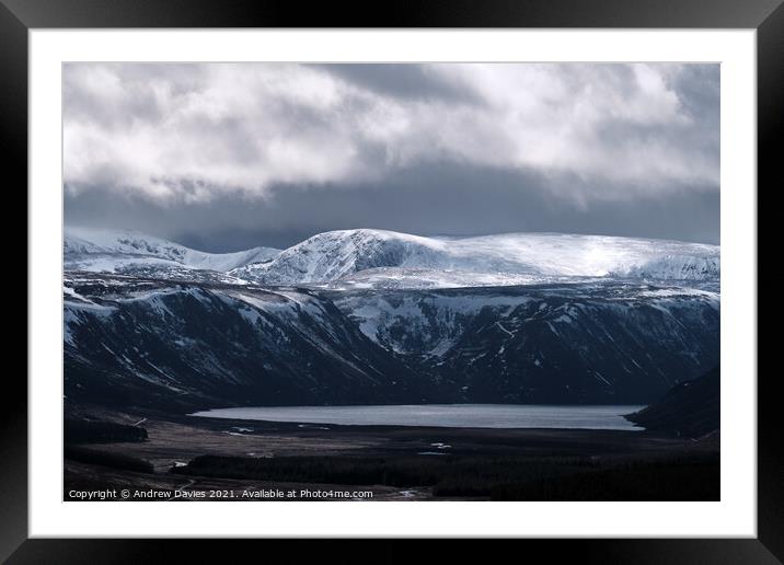 Loch Muick and the mountains of Glen Clova Framed Mounted Print by Andrew Davies