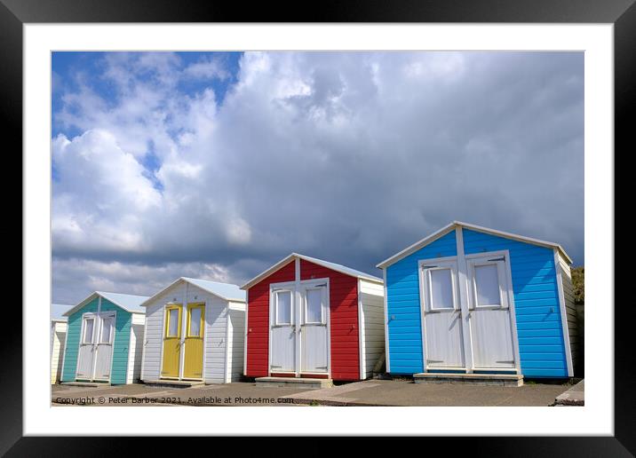 Beach huts near Bude Framed Mounted Print by Peter Barber