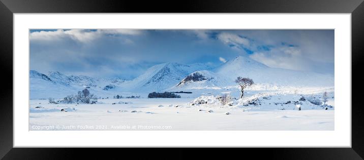 Lochan na h'Achlaise and the hills of the Black Mount, Rannoch Moor, Scotland Framed Mounted Print by Justin Foulkes