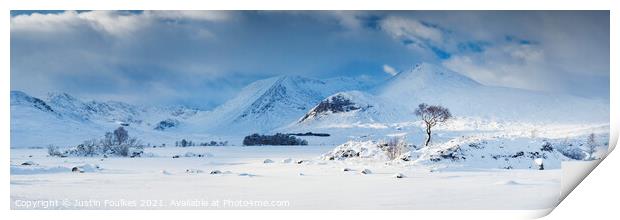 Lochan na h'Achlaise and the hills of the Black Mount, Rannoch Moor, Scotland Print by Justin Foulkes
