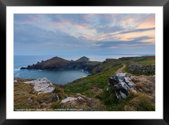 Sunrise over the Rumps on the North Cornish Coast of Cornwall Framed Mounted Print by CHRIS BARNARD
