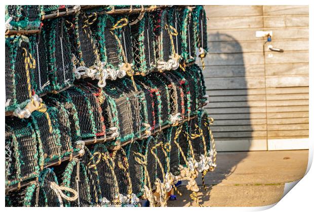 Crab pots and lobster traps on Well-Next-The-Sea quay Print by Chris Yaxley