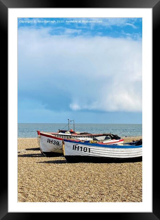 Boats on Aldeburgh Beach, Suffolk  Framed Mounted Print by Ailsa Darragh
