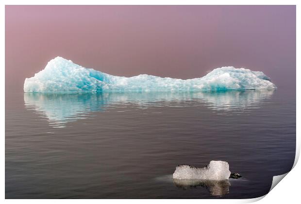 Ice floating in the Jokulsarlon Glacier Lagoon Iceland Print by Tony Bishop