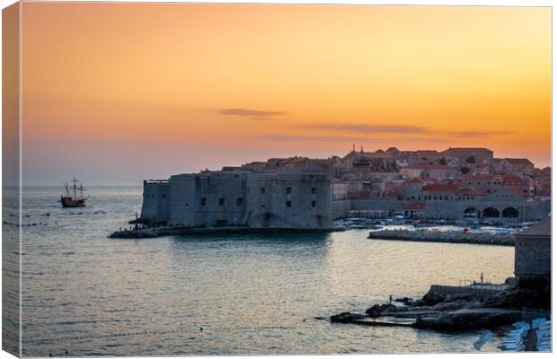 Sunset over Dubrovnik Canvas Print by Tony Bishop