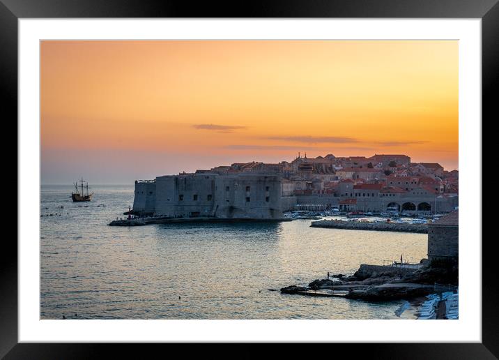 Sunset over Dubrovnik Framed Mounted Print by Tony Bishop