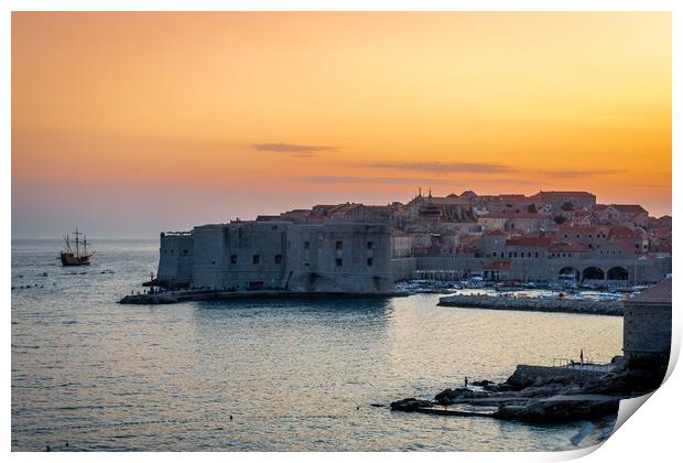 Sunset over Dubrovnik Print by Tony Bishop