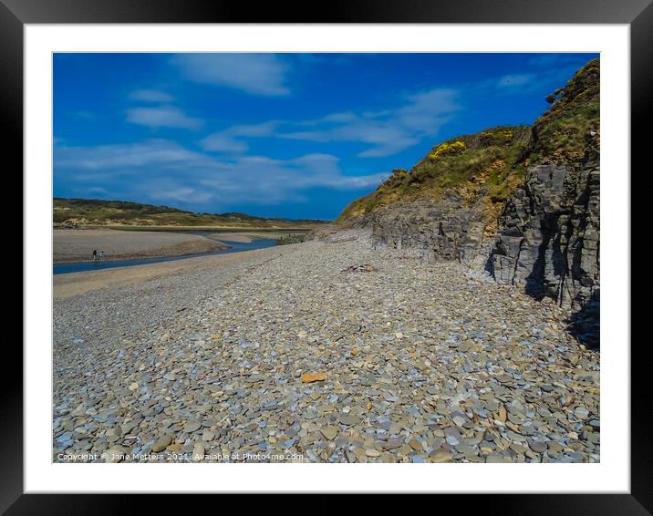 Pebbles, Rocks and River Framed Mounted Print by Jane Metters