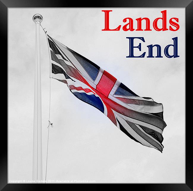 Lands End Flag Framed Print by Louise Godwin