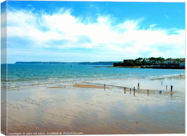 Beach at Low Tide at Paignton in Devon. Canvas Print by john hill