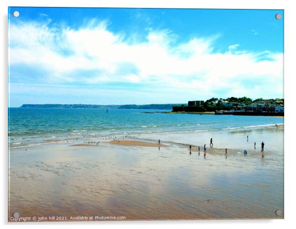 Beach at Low Tide at Paignton in Devon. Acrylic by john hill
