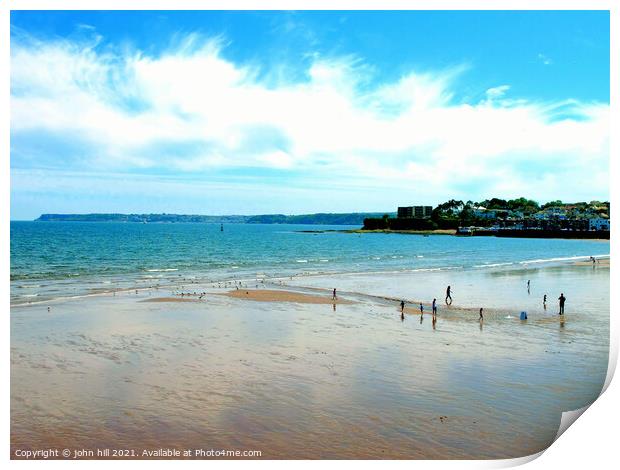 Beach at Low Tide at Paignton in Devon. Print by john hill