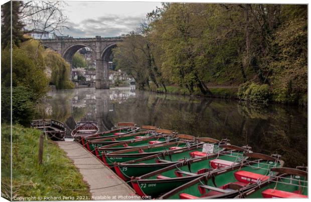 Boats on the Nidd Canvas Print by Richard Perks
