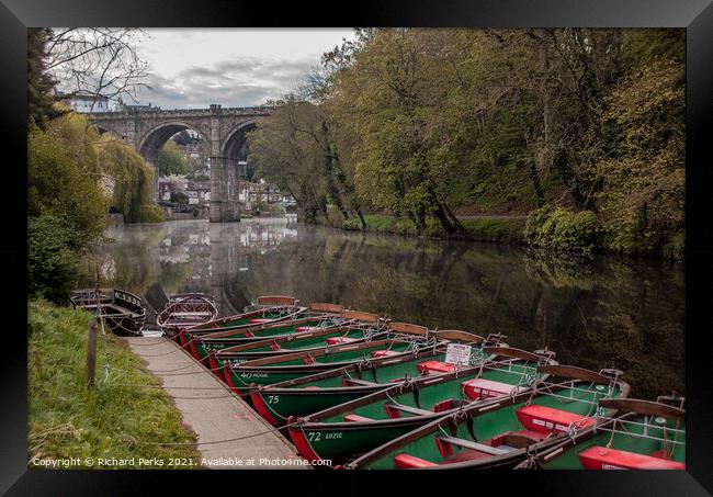 Boats on the Nidd Framed Print by Richard Perks