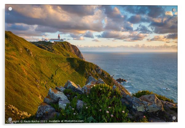 Lighthouse at Cape Cabo da Roca, Cascais, Portugal. Acrylic by Paulo Rocha