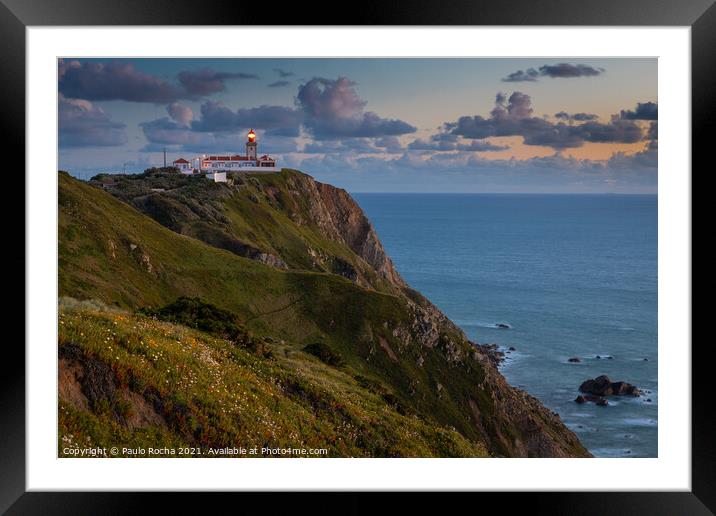 Lighthouse at Cape Cabo da Roca, Cascais, Portugal. Framed Mounted Print by Paulo Rocha