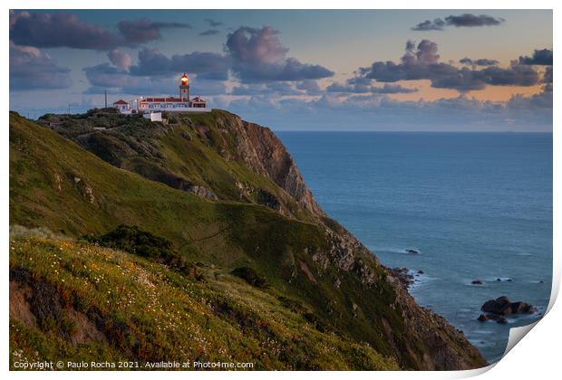 Lighthouse at Cape Cabo da Roca, Cascais, Portugal. Print by Paulo Rocha