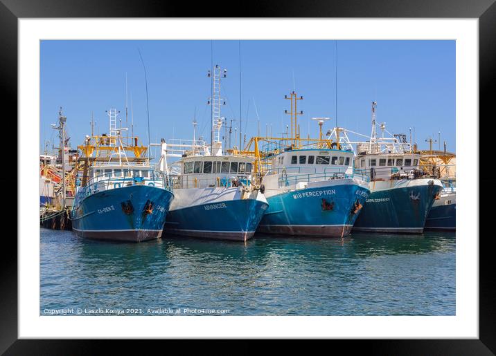 Fishing Boat Harbour - Fremantle Framed Mounted Print by Laszlo Konya