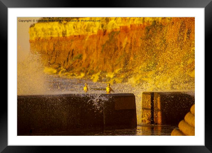Hunstanton Stiped Cliffs (big splash) Framed Mounted Print by Stephen Hollin