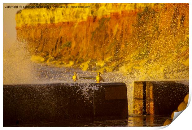 Hunstanton Stiped Cliffs (big splash) Print by Stephen Hollin
