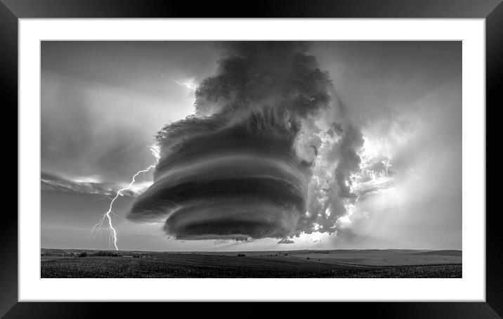 Backlit Mesocyclone (monochrome) Framed Mounted Print by John Finney