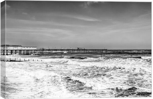 Heavy sea on a windy day on Teignmouth beach, Devo Canvas Print by Peter Greenway