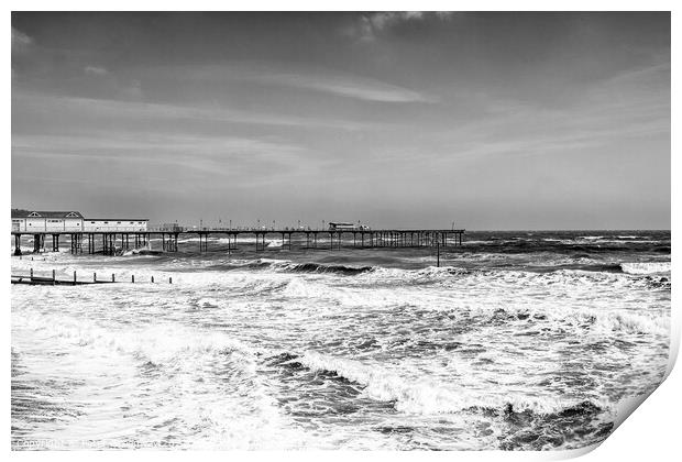 Heavy sea on a windy day on Teignmouth beach, Devo Print by Peter Greenway