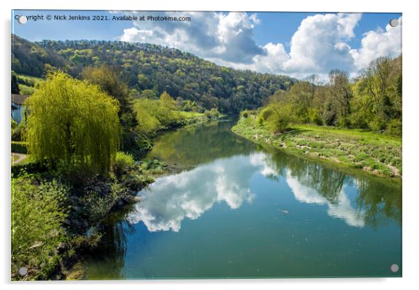 River Wye from Brockweir Bridge Wye Valley Acrylic by Nick Jenkins