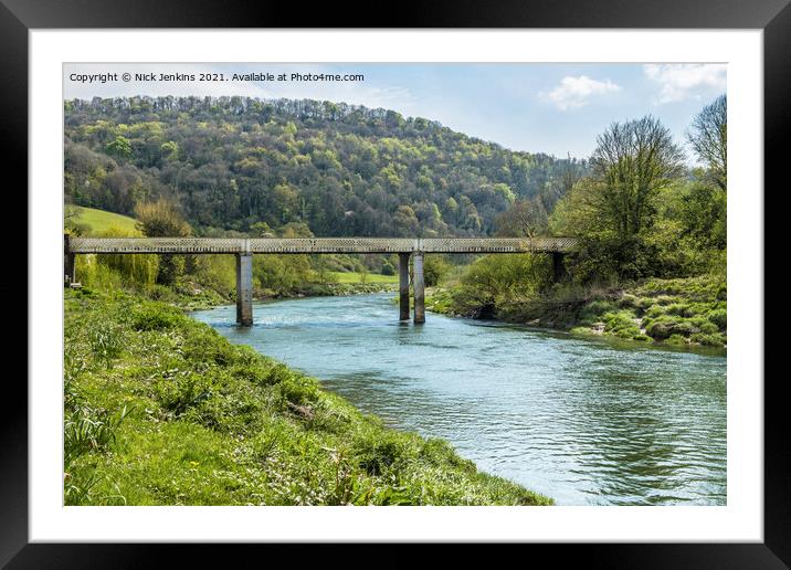 River Wye and Brockweir Bridge Wye Valley  Framed Mounted Print by Nick Jenkins