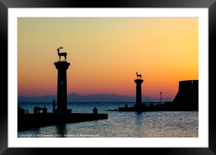 Rhodes Harbor Greece Framed Mounted Print by Rick Bowden
