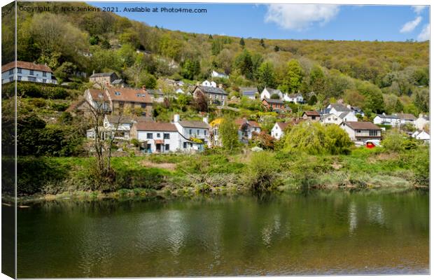 Llandogo Village in the Wye Valley across the Rive Canvas Print by Nick Jenkins
