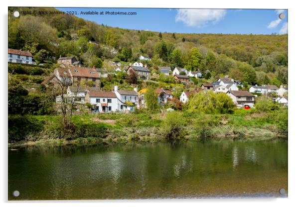 Llandogo Village in the Wye Valley across the Rive Acrylic by Nick Jenkins