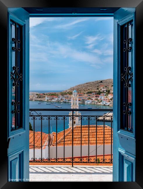 Doorway to Halkis Charming Harbor Framed Print by Rick Bowden