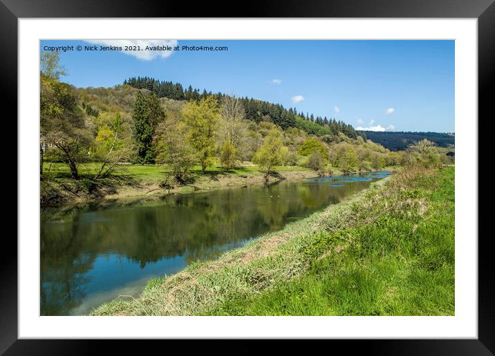 Looking up the River Wye near Llandogo Framed Mounted Print by Nick Jenkins