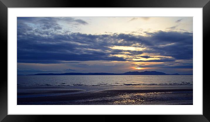 Isle of Arran silhouetted by sunset  Framed Mounted Print by Allan Durward Photography