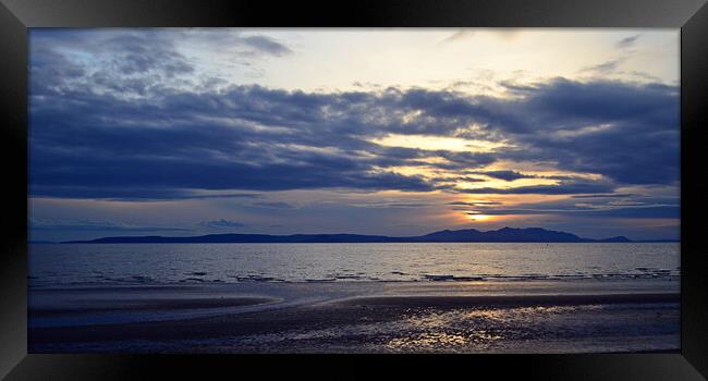 Isle of Arran silhouetted by sunset  Framed Print by Allan Durward Photography